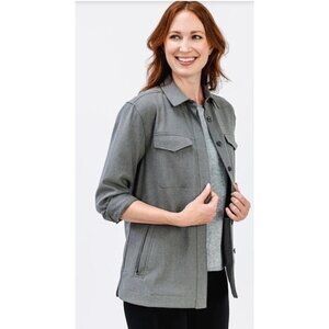 Ministry of Supply Women's Fusion Overshirt Medium Grey Heather shacket XXXL